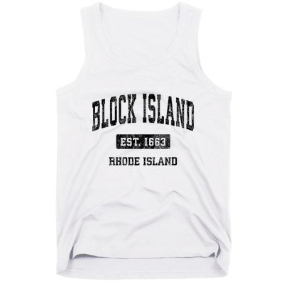 Block Island Est 1663 Rhode Island Ri Vintage Athletic Established Sports Design Tank Top