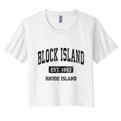 Block Island Est 1663 Rhode Island Ri Vintage Athletic Established Sports Design Crop Top