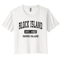 Block Island Est 1663 Rhode Island Ri Vintage Athletic Established Sports Design Women's Crop Top Tee