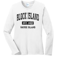 Block Island Est 1663 Rhode Island Ri Vintage Athletic Established Sports Design Ladies Long Sleeve Shirt