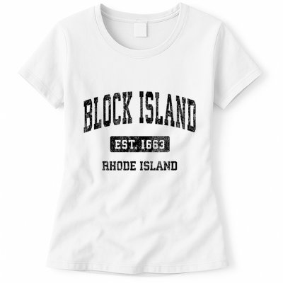 Block Island Est 1663 Rhode Island Ri Vintage Athletic Established Sports Design Womens T-Shirt