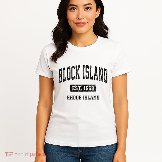 Block Island Est 1663 Rhode Island Ri Vintage Athletic Established Sports Design Womens T-Shirt