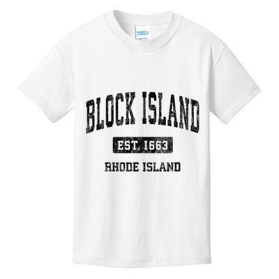 Block Island Est 1663 Rhode Island Ri Vintage Athletic Established Sports Design Kids T-Shirt
