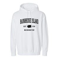 Bainbridge Island Est 1792 Washington Vintage Athletic Sports Design Garment-Dyed Fleece Hoodie