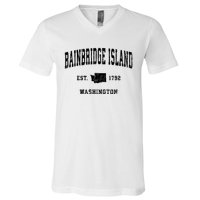 Bainbridge Island Est 1792 Washington Vintage Athletic Sports Design V-Neck T-Shirt