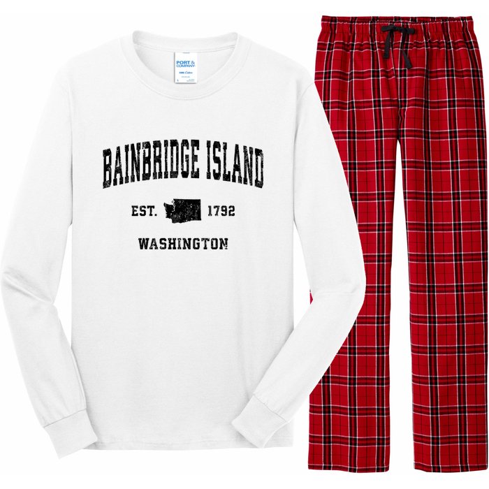 Bainbridge Island Est 1792 Washington Vintage Athletic Sports Design Long Sleeve Pajama Set