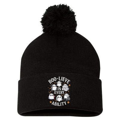 Boolieve In Every Ability Sped Teacher Slp Students Pom Pom 12in Knit Beanie