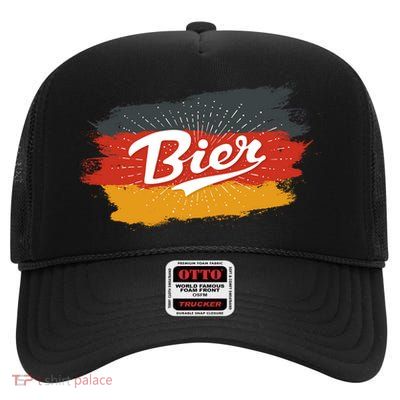 Bier German Flag Oktoberfest High Crown Mesh Back Trucker Hat