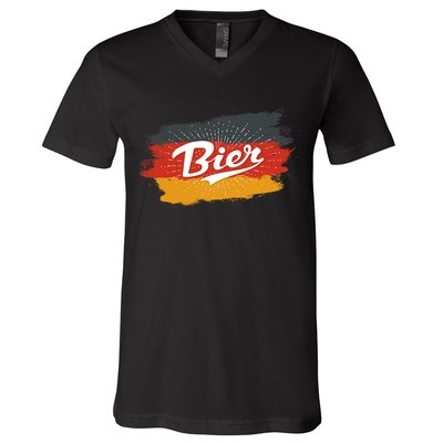 Bier German Flag Oktoberfest V-Neck T-Shirt
