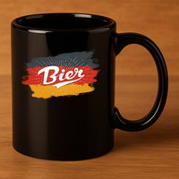 Bier German Flag Oktoberfest 11oz C Handle Ceramic Mug