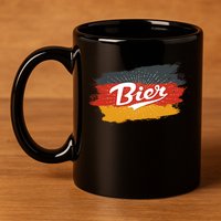 Bier German Flag Oktoberfest 11oz C Handle Ceramic Mug