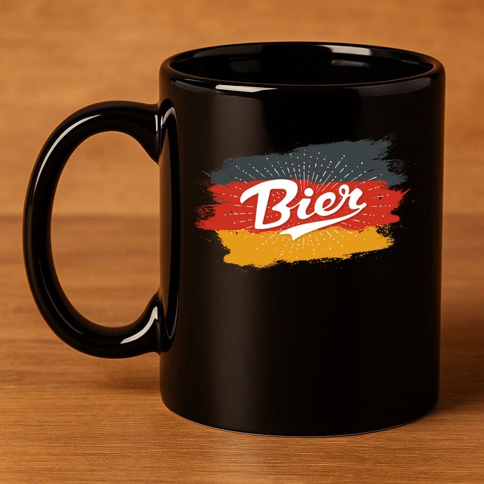 Bier German Flag Oktoberfest 11oz C Handle Ceramic Mug