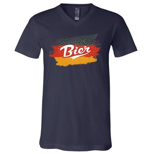 Bier German Flag Oktoberfest V-Neck T-Shirt