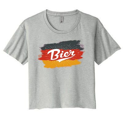 Bier German Flag Oktoberfest Women's Crop Top Tee