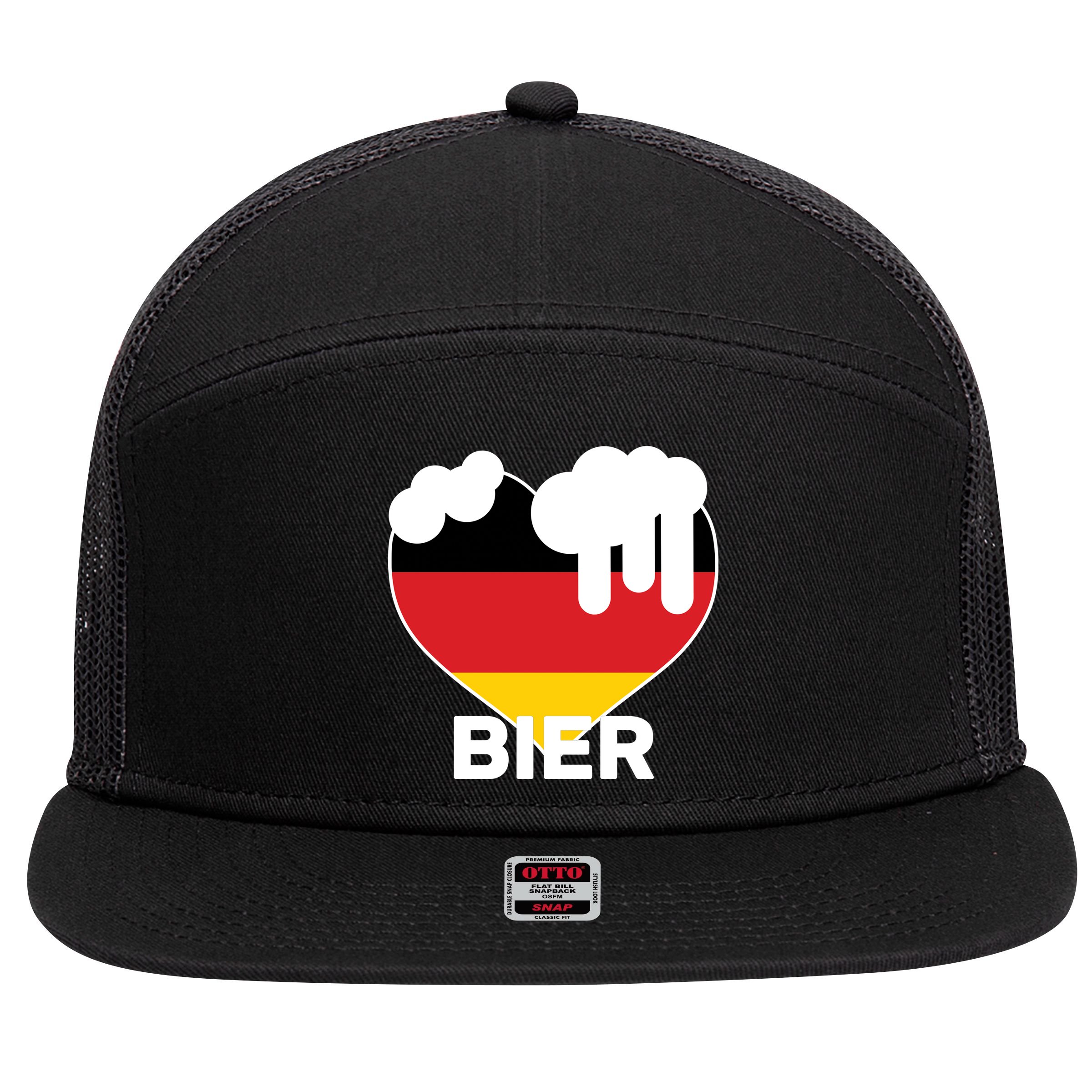 Bier Heart Full of Beer Oktoberfest 7 Panel Mesh Trucker Snapback Hat