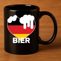 Bier Heart Full of Beer Oktoberfest 11oz C Handle Ceramic Mug