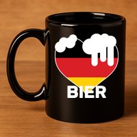 Bier Heart Full of Beer Oktoberfest 11oz C Handle Ceramic Mug