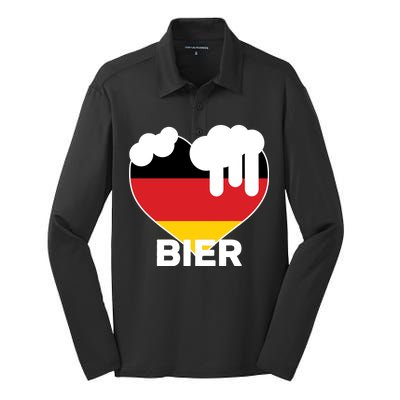 Bier Heart Full of Beer Oktoberfest Silk Touch Performance Long Sleeve Polo