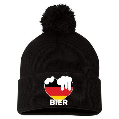 Bier Heart Full of Beer Oktoberfest Pom Pom 12in Knit Beanie