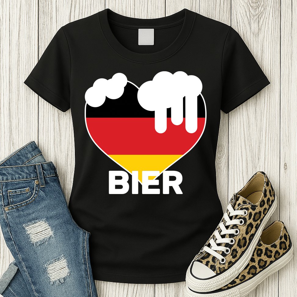 Bier Heart Full of Beer Oktoberfest Womens T-Shirt