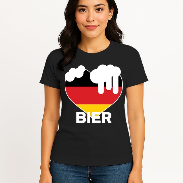 Bier Heart Full of Beer Oktoberfest Womens T-Shirt