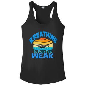 Breathing Is For The Weak Sports Swimming Funny Swimmers Ladies PosiCharge Competitor Racerback Tank