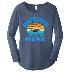 Breathing Is For The Weak Sports Swimming Funny Swimmers Women's Perfect Tri Tunic Long Sleeve Shirt