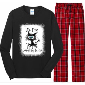 Bleached ItS Fine IM Fine Everything Is Fine Funny Cat Great Gift Long Sleeve Pajama Set