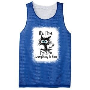 Bleached ItS Fine IM Fine Everything Is Fine Funny Cat Great Gift Mesh Reversible Basketball Jersey Tank