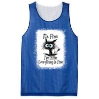 Bleached ItS Fine IM Fine Everything Is Fine Funny Cat Great Gift Mesh Reversible Basketball Jersey Tank