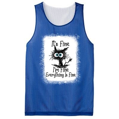 Bleached ItS Fine IM Fine Everything Is Fine Funny Cat Great Gift Mesh Reversible Basketball Jersey Tank