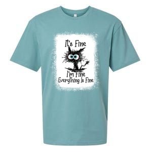 Bleached ItS Fine IM Fine Everything Is Fine Funny Cat Great Gift Sueded Cloud Jersey T-Shirt