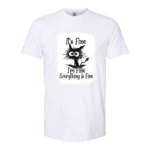 Bleached ItS Fine IM Fine Everything Is Fine Funny Cat Great Gift Softstyle CVC T-Shirt