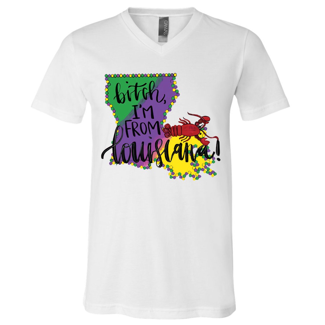 Bitch I'm From Louisiana Mardi Gras Louisiana Map V-Neck T-Shirt