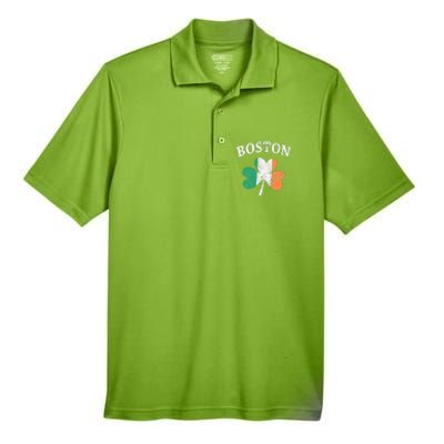 Boston Irish Flag Shamrock I St. Patrick's Day Gift Men's Origin Performance Piqué Polo