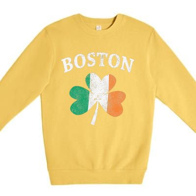 Boston Irish Flag Shamrock I St. Patrick's Day Gift Premium Crewneck Sweatshirt