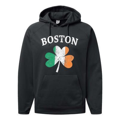 Boston Irish Flag Shamrock I St. Patrick's Day Gift Performance Fleece Hoodie