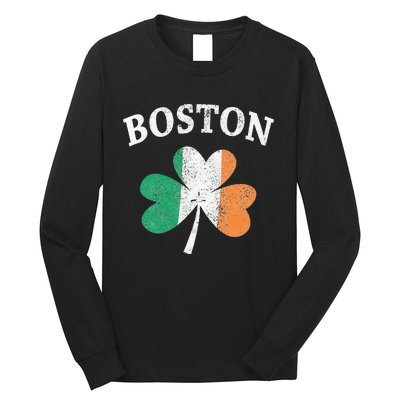 Boston Irish Flag Shamrock I St. Patrick's Day Gift Long Sleeve Shirt