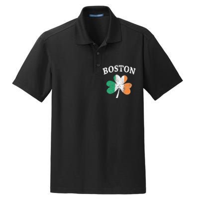 Boston Irish Flag Shamrock I St. Patrick's Day Gift Dry Zone Grid Polo