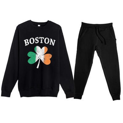 Boston Irish Flag Shamrock I St. Patrick's Day Gift Premium Crewneck Sweatsuit Set