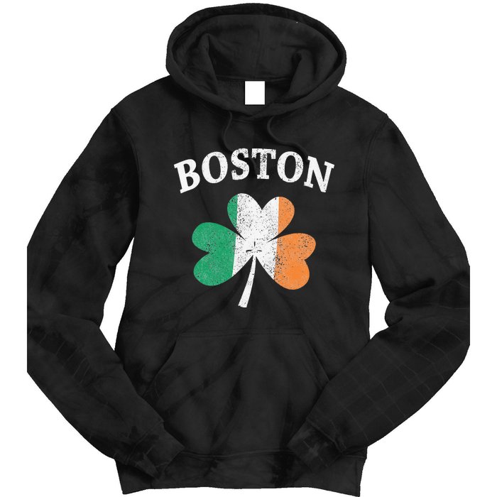 Boston Irish Flag Shamrock I St. Patrick's Day Gift Tie Dye Hoodie