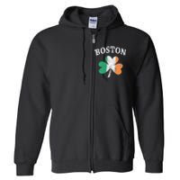 Boston Irish Flag Shamrock I St. Patrick's Day Gift Full Zip Hoodie