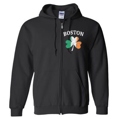 Boston Irish Flag Shamrock I St. Patrick's Day Gift Full Zip Hoodie