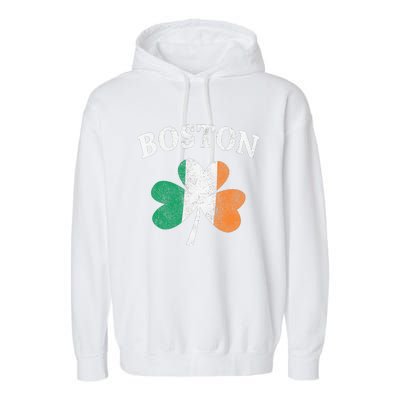 Boston Irish Flag Shamrock I St. Patrick's Day Gift Garment-Dyed Fleece Hoodie