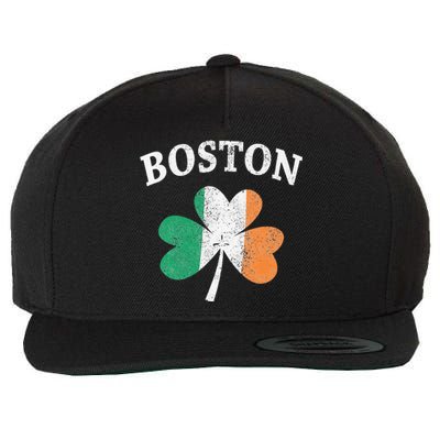 Boston Irish Flag Shamrock I St. Patrick's Day Gift Wool Snapback Cap