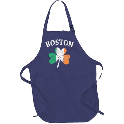 Boston Irish Flag Shamrock I St. Patrick's Day Gift Full-Length Apron With Pockets