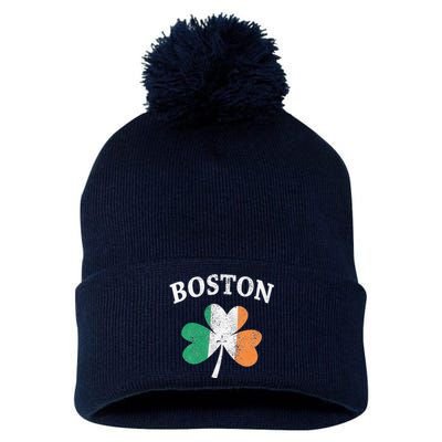 Boston Irish Flag Shamrock I St. Patrick's Day Gift Pom Pom 12in Knit Beanie