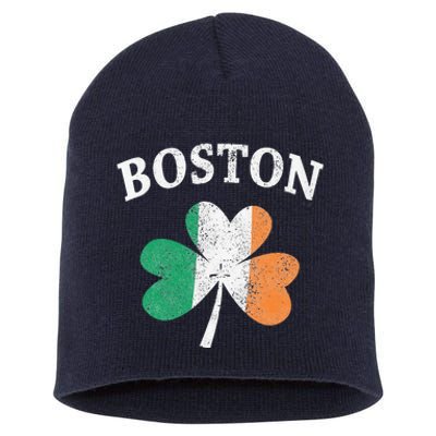 Boston Irish Flag Shamrock I St. Patrick's Day Gift Short Acrylic Beanie