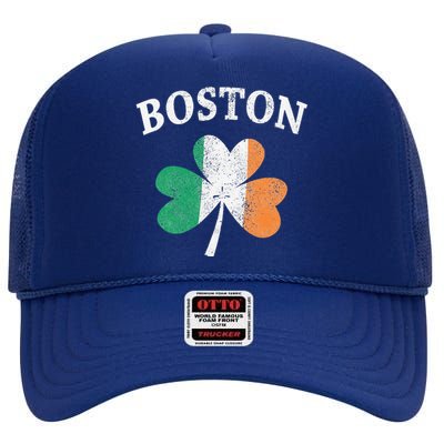 Boston Irish Flag Shamrock I St. Patrick's Day Gift High Crown Mesh Back Trucker Hat