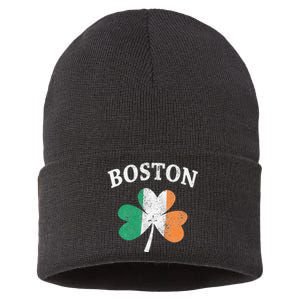 Boston Irish Flag Shamrock St. Patrick's Day Sustainable Knit Beanie